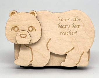 Porta carte regalo per insegnanti SVG Laser File - Punny Animal Porta carte regalo per insegnanti di apprezzamento Glowforge File tagliati al laser - Regalo per insegnanti