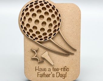 Golf Father's Day Gift Card Holder SVG Laser File -  Golf Ball Gift Card Holder Glowforge Laser Cut Files - Personalized Gift for Dad