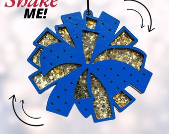Cheer Glitter Shaker Ornament Laser Cut File, Cheerleading Team Colors Snow Globe Glowforge File, Confetti Filled Tree Decoration SVG