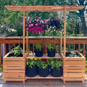 Outdoor Plant Stand with Arbor Woodworking Plans | Build Plans for DIY Planter with Arbor | Instructions for How to Build a Plant Stand