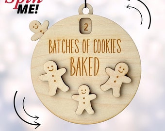 Christmas Cookie Counter Ornament Laser Cut Files, Gingerbread Cookies Countdown Ornament SVG Glowforge, Gift for Mom, Grandma or Baker