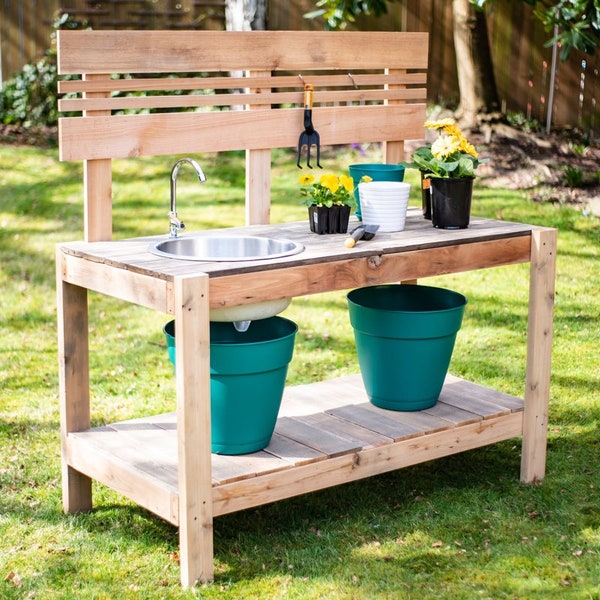 Potting Bench Woodworking Plans | Build Plans for DIY Potting Bench | Instructions for How to Build a Potting Bench with Storage | DIGITAL