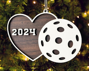Pickleball Christmas Ornament Laser File SVG, Layered Personalized Pickle ball Ornament Glowforge Laser Cut File, Gift for Pickleballer