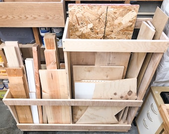 Lumber Cart Woodworking Plans | Build Plans for DIY Rolling Lumber Cart | Instructions for How to Build a Scrap Wood Lumber Storage Cart