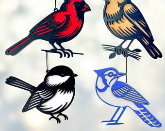Backyard Bird Ornament Laser File Bundle | Blue Jay, Chickadee, Cardinal and Sparrow Decor SVG | Glowforge Cut Files | Gift for Bird Lovers