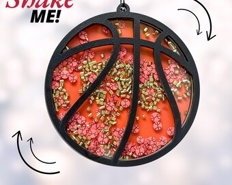 Basketball Glitter Shaker Ornament Laser Cut File, Basketball Team Colors Snow Globe Glowforge File, Confetti Filled Tree Decoration SVG