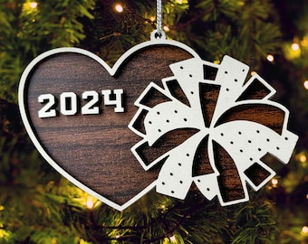 Cheerleader Weihnachtsverzierung Laser-Datei, geschichtete personalisierte jubeln SVG Verzierung Glowforge Laser-Schnitt-Datei, Geschenk für Cheerleader oder Team