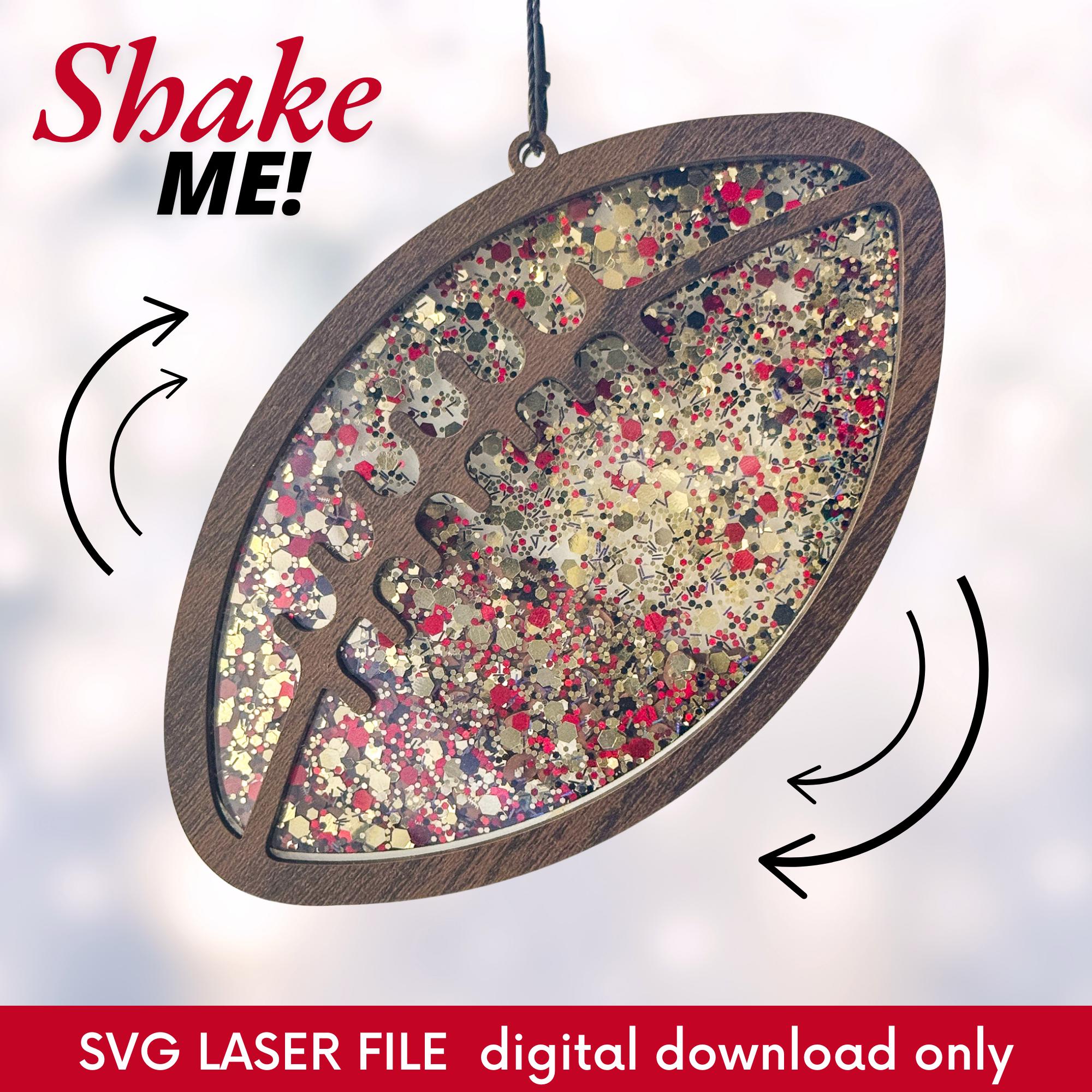 Football Glitter Shaker Ornament Laser Cut File, Football Team Colors Snow Globe Glowforge File, Confetti Filled Tree Decoration SVG