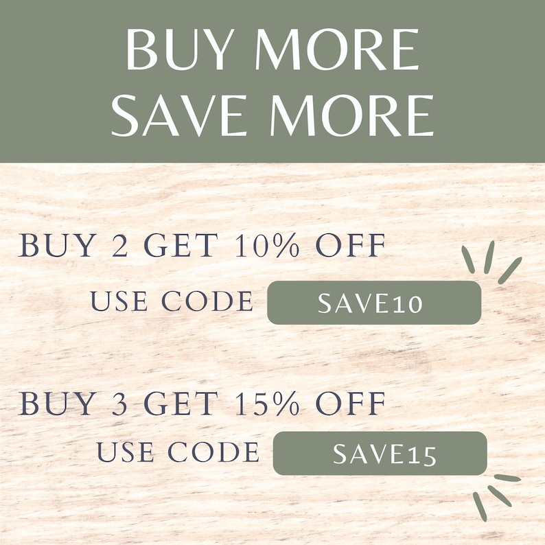 discount codes: buy 2 get 10% off with the code SAVE10 and buy 3 to get 15% off with the code SAVE15