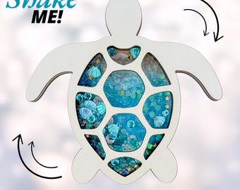 Sea Turtle Glitter Shaker Christmas Ornament Laser Cut File, Ocean Theme Snow Globe Glowforge SVG, Gift for Beach or Turtle Lover, DIGITAL