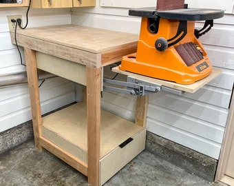 Benchtop Werkzeugständer mit Lift Holzbearbeitungsplänen | Bauplan für DIY Tool Stand | Anleitung zum Aufbau eines Werkzeugständers | DIGITAL