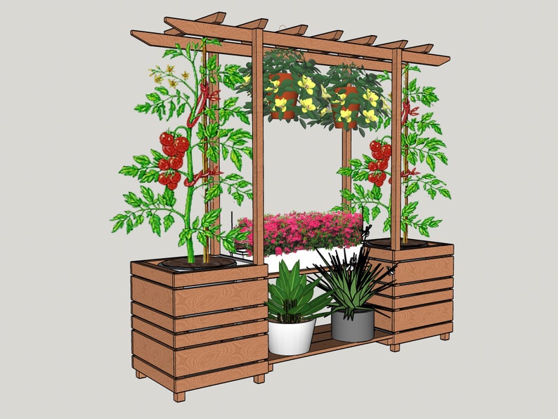 DIGITAL Outdoor Plant Stand with Arbor Printable Woodworking Plans image 2