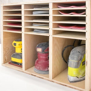 Sander and Sandpaper Storage Rack Woodworking Plans | Build Plans for DIY Sandpaper Storage | Instructions for How to Build a Sandpaper Rack