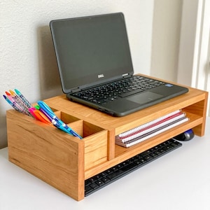 DIGITAL - DIY Laptop or Monitor Stand with Shelf and Storage - Printable Woodworking Plans