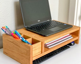 DIGITAL - DIY Laptop or Monitor Stand with Shelf and Storage - Printable Woodworking Plans