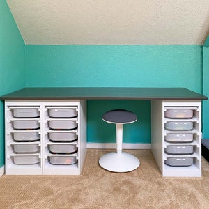 Desk with Storage Woodworking Plans | Build Plans for DIY Storage Desk | Instructions for How to Build a Lego Desk | DIGITAL