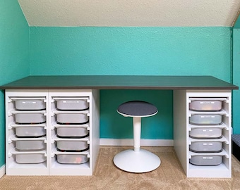 Desk with Storage Woodworking Plans | Build Plans for DIY Storage Desk | Instructions for How to Build a Lego Desk | DIGITAL