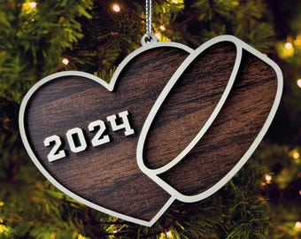 Hockey Christmas Ornament Laser File SVG, Layered Personalized Hockey Puck Ornament Glowforge Laser Cut File, Gift for Hockey Player or Team