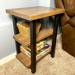 Rustic End Table Woodworking Plans | Build Plans for DIY Side Table | Instructions for How to Build an End Table with Shelves | DIGITAL