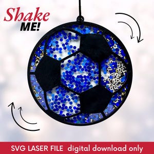 Soccer Glitter Shaker Ornament Laser Cut File, Soccer Team Colors Snow Globe Glowforge File, Confetti Filled Tree Decoration SVG