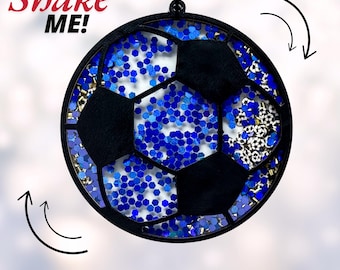 Soccer Glitter Shaker Ornament Laser Cut File, Soccer Team Colors Snow Globe Glowforge File, Confetti Filled Tree Decoration SVG
