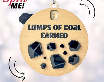 Christmas Countdown Ornament Laser Cut Files, Funny Lumps of Coal Counter Ornament SVG Glowforge File, Gift for Santa's Naughty List