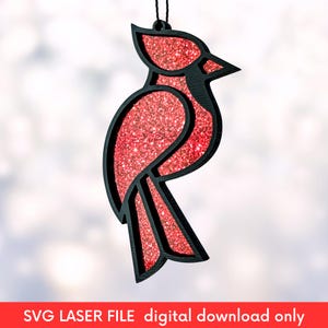 Kardinal Suncatcher Laser-Datei, Roter Kardinal-Denkmal SVG Ornament Glowforge Laser Cut-Datei, Kardinal Weihnachtsverzierung