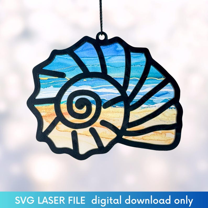 Seashell Suncatcher Laser Cut File Bundle, Layered Sea Shell Ornaments ...