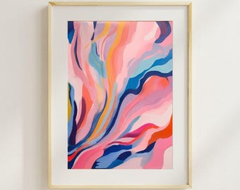 Colorful Abstract Wall Art | Vibrant Digital Printable | Flowing Expressionist Painting | Modern Home Decor Download