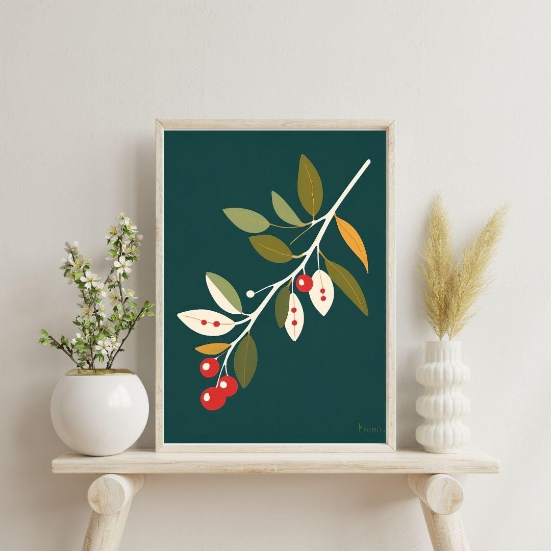 Mistletoe/christmas Wall Art: Printable, Abstract Wall Art, Digital Art ...