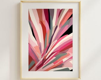 Pink Printable Art, Mid Century Digital Poster, Contemporary Digital Painting, Digital Download, Affordable Poster