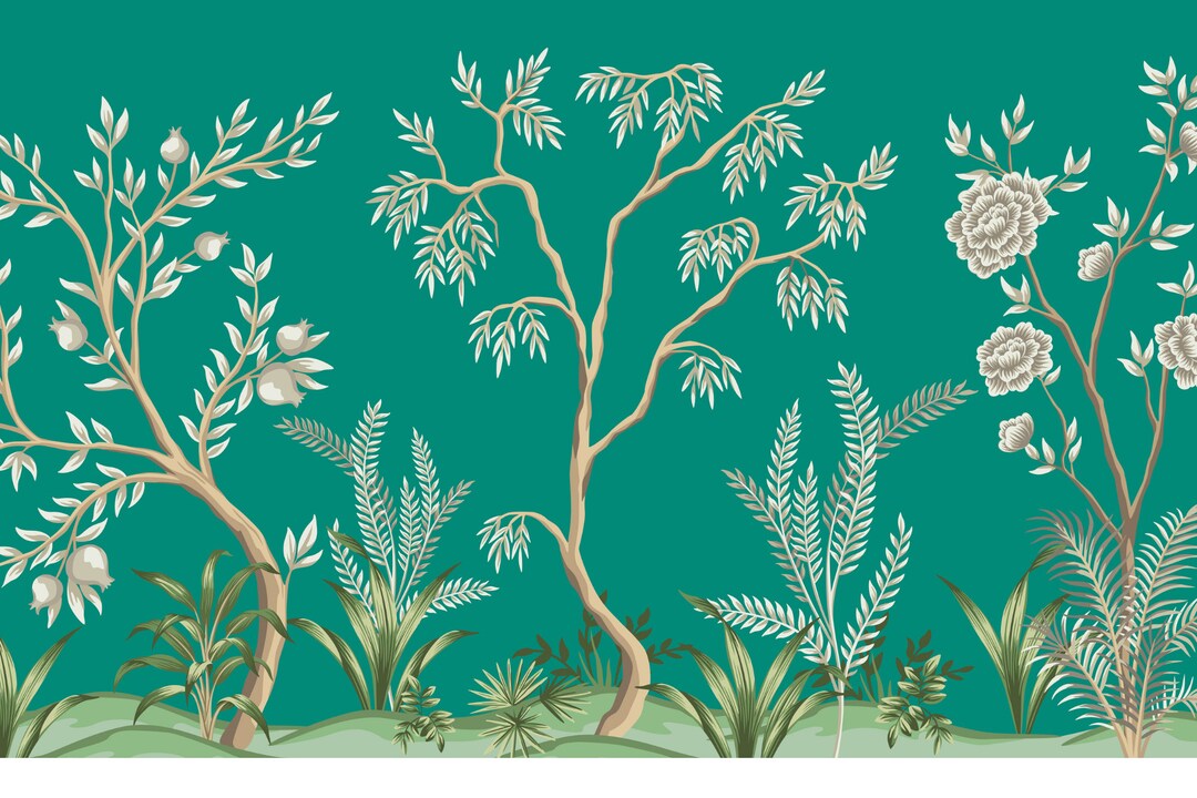 Green Chinoiserie Paper Placemats Etsy