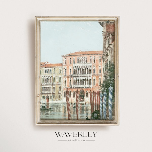 Vintage Italy Print, Antique Venice Wall Art, European 19th Century Art, Mediterranean Coastal Art, Digital Download, Printable Art 307
