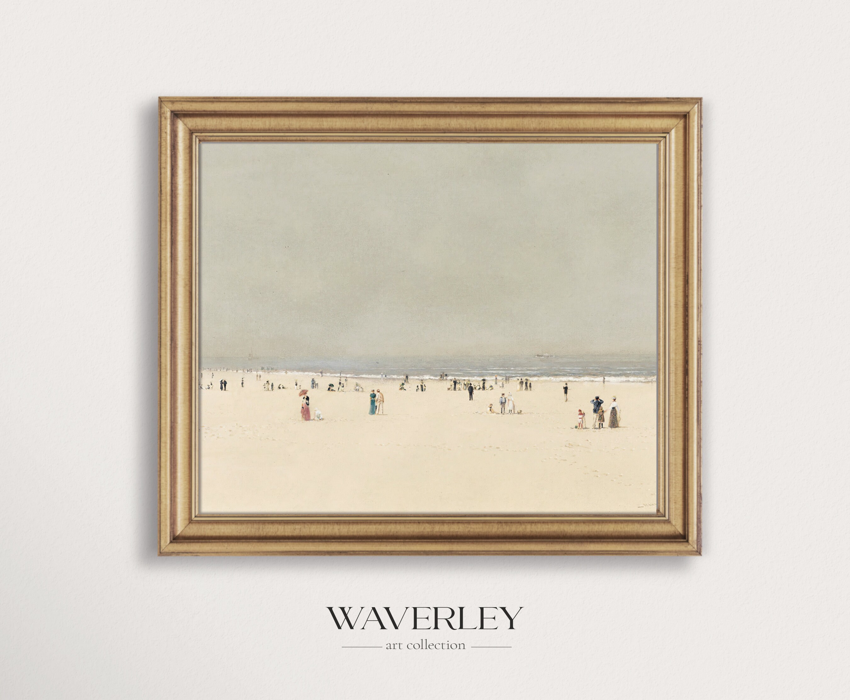 Vintage Beach Painting Coastal Wall Art Antique Painting Etsy