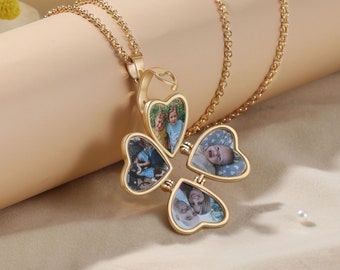 Collier médaillon photo, médaillon pliant avec collier, médaillon coeur, collier commémoratif, pendentif médaillon cadeau, cadeau pour maman, cadeau pour elle