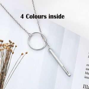 Lariat Halskette, Kreis und Bar Halskette, Geometrische Halskette, Minimalistische Halskette, Halskette für jeden Tag, Geschenk für sie