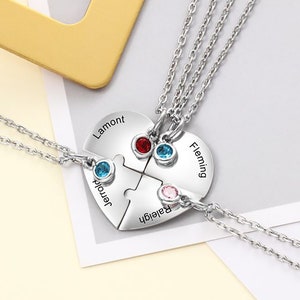 Personalized Gifted Best Friend Necklace for 3 and 4, Puzzle Name Necklace, Custom Family Necklace, Jigsaw Necklace, Bridesmaid Necklace