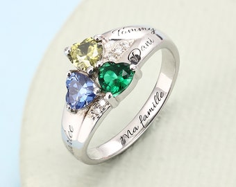 Personalisierte Sterling Silber Birthstone Ring, Benutzerdefinierte Name Ring, Familien Name Ring, Mütter Ring mit mehreren Kinder, Muttertag Geschenk