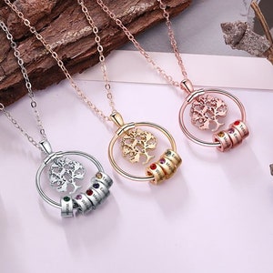 Birthstone Necklace, Family Necklace, Circle Necklace, Family Tree Necklace, Mother's Day Gift, Mother Jewelry, Grandmother Necklace