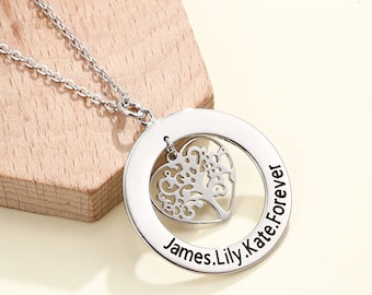 Personalised Family Tree Necklace, Tree of Life Necklace, Mother's Day Gift, Mothers Necklace, Grandmothers Necklace, Gift For Her