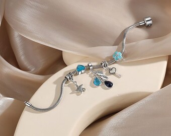 Personalised Charms for Pandora Charm Bracelet, Custom Birthstone pendent, Family Name Jewelry, Mother's Day Gift, Grandmother Gifts