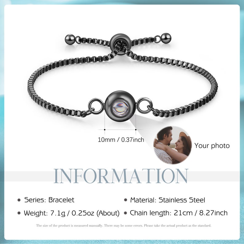 Personalised Photo Projection Bracelet, Custom Photo bracelet, Memorial Bracelet, Boyfriend Gift, Valentine Gift for Her, Gift For Her image 4