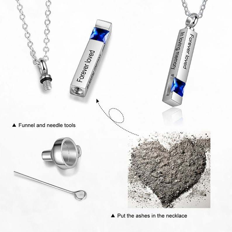 Personalised Cylinder Cremation Jewelry for Ashes, Urn Necklace, Memorial Necklace, Cremation Jewelry for Human or Pet Ashes image 6