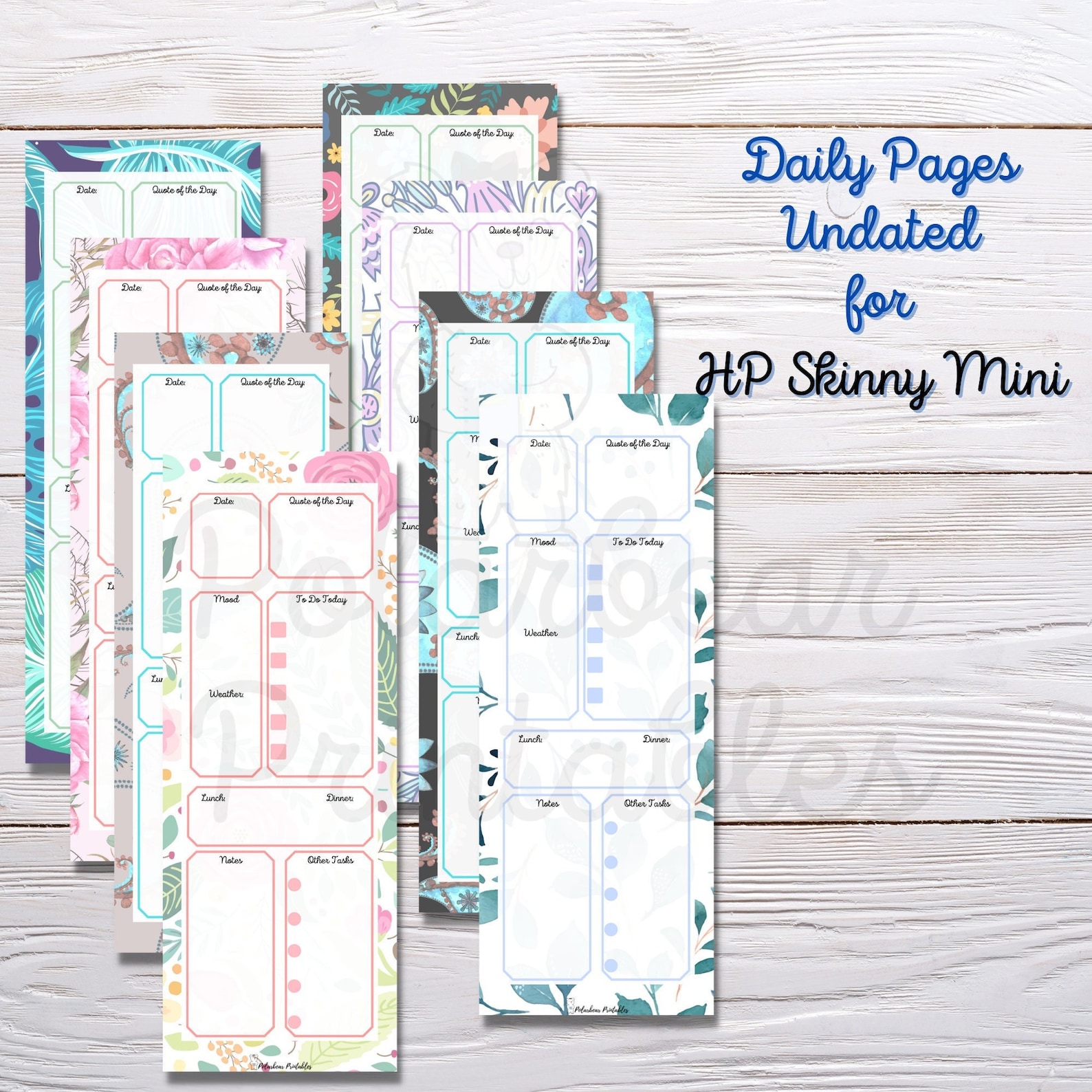 Printable Skinny Mini Undated Daily Page, Daily Planner Page, Planner ...