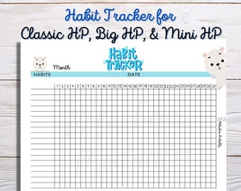 Printable, Habit Tracker, Classic Hp, Big Hp, Mini Hp, Happy Planner Insert, PDF Habit Tracker, Planner Inserts