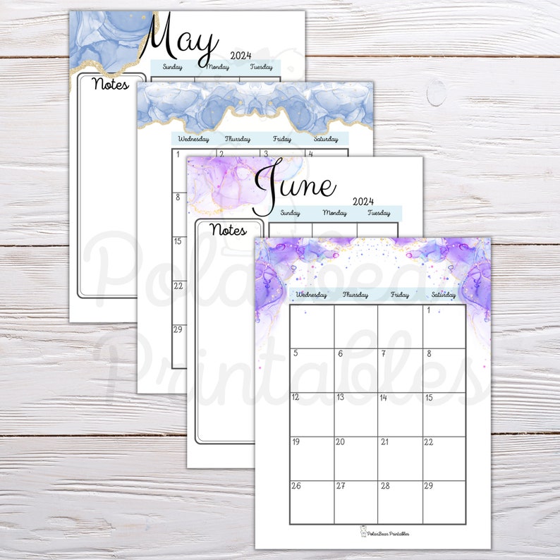 Printable 2025 Calendar Alcohol Ink Classic Happy Planner Etsy