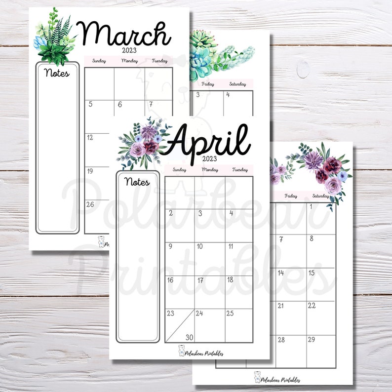 Printable 2023 Planner, Monthly for 2023, With Flowers, Mini Happy