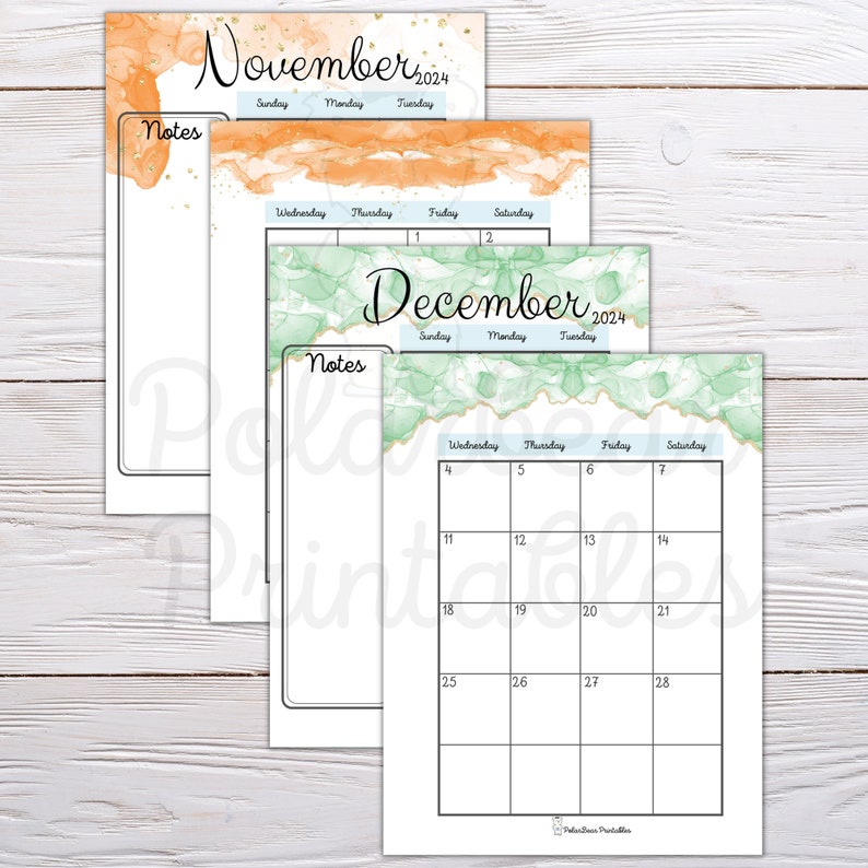 Printable 2025 Calendar Alcohol Ink Classic Happy Planner Etsy