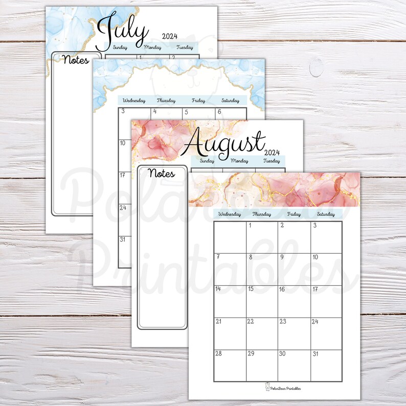 Printable 2025 Calendar Alcohol Ink Classic Happy Planner Etsy