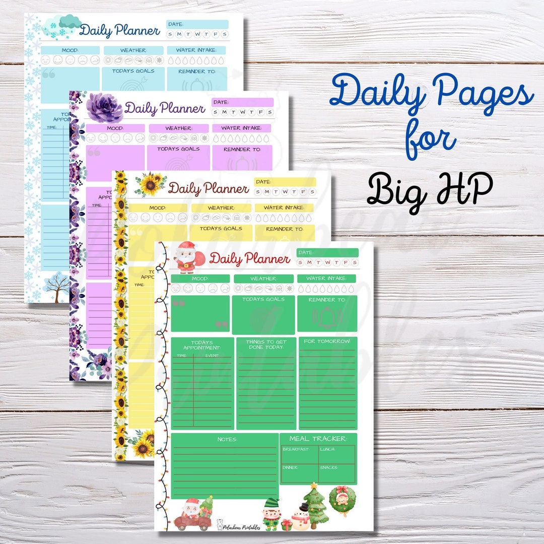 Daily Planner Pages, Printable Planner, Big Happy Planner, Planner
